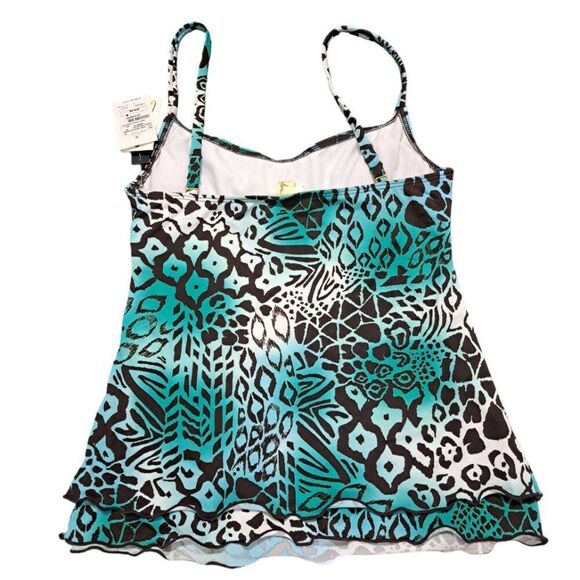Leilani Women's Tankini Top Animal Print Blue Travel Vacation Beach Top Sz 6 - Picture 2 of 9